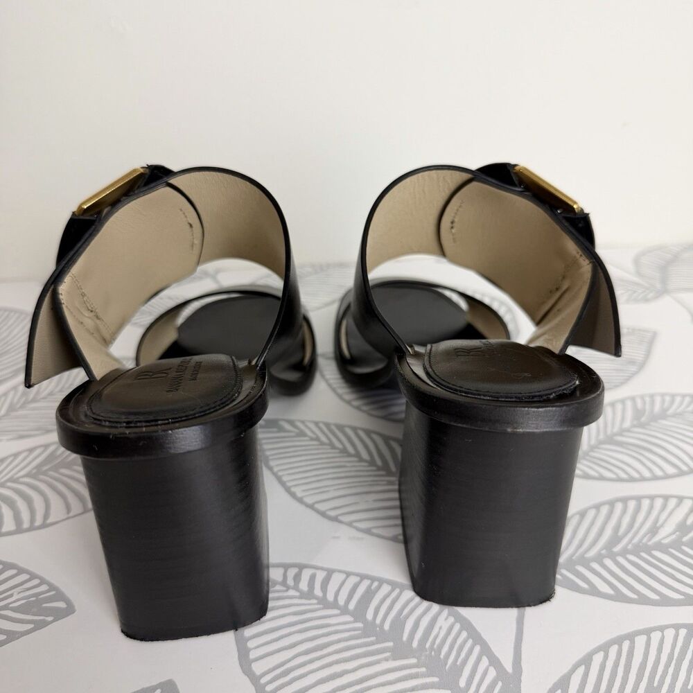 Banana Republic Ravello Black Leather Block Heel Sandals Shoes Women’s 6.5 Italy - Picture 4 of 8